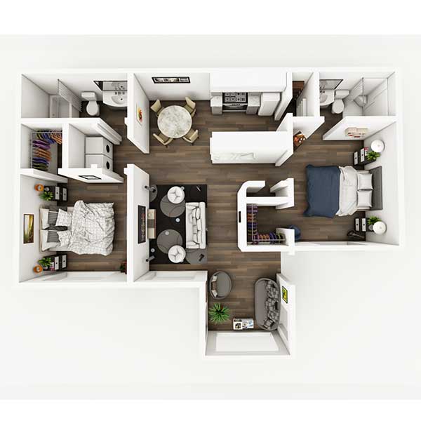 Floorplan - 2BR, 2 Beds, 2 Baths, 865 square feet