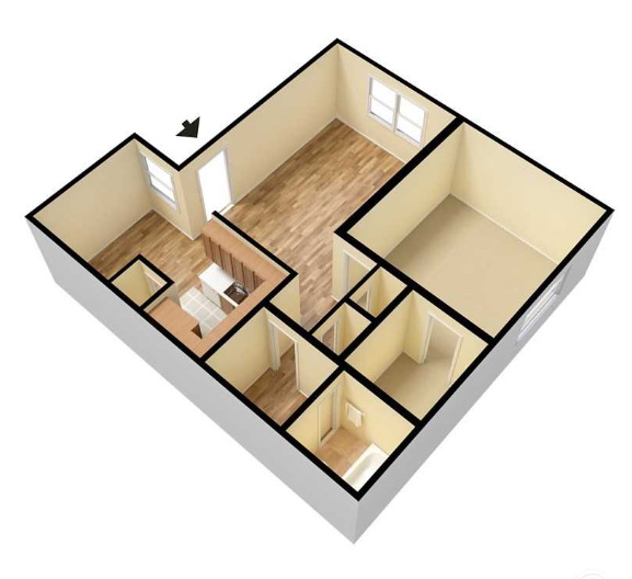 Floor plan layout for 1 Bed