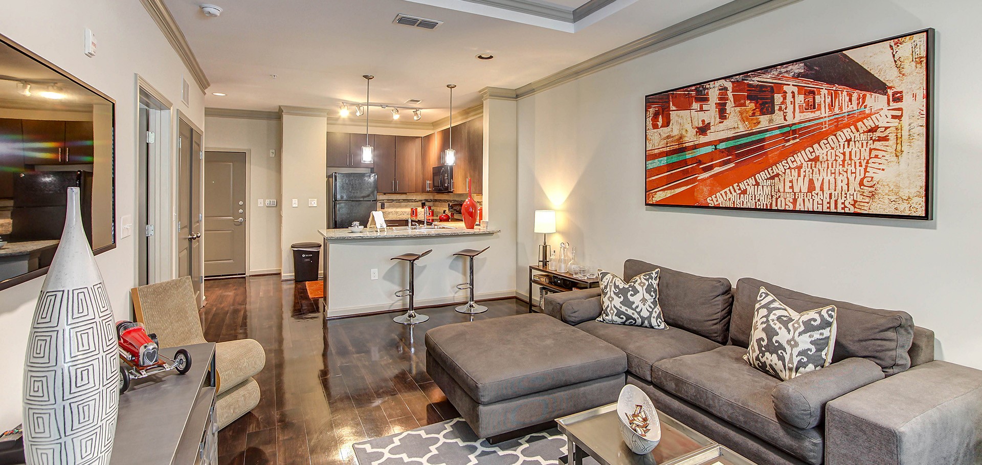 Elegant Living Area at  Heights at Lasalle Apartments