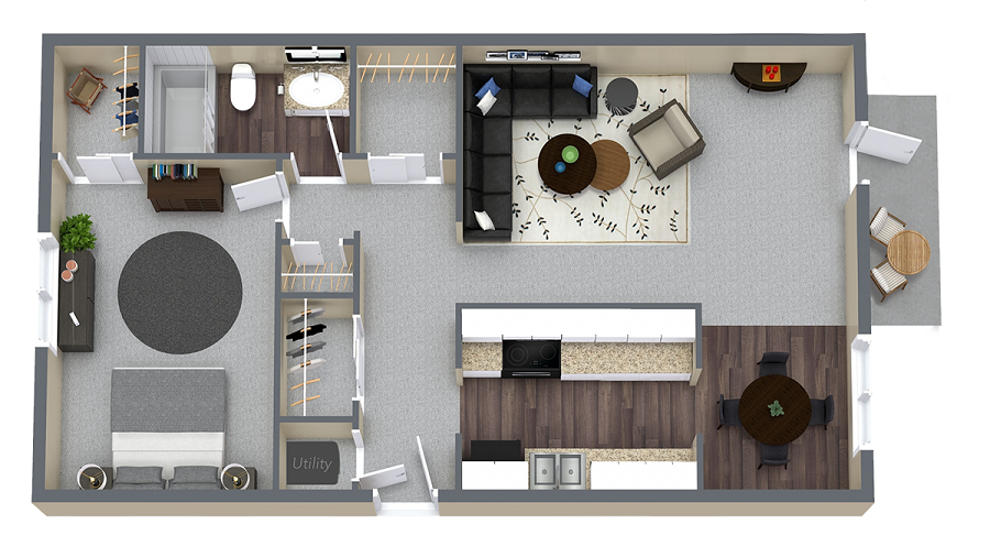 Floor plan layout for 1 Bedroom