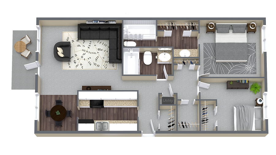 Floorplan - 2 Bedrooms image