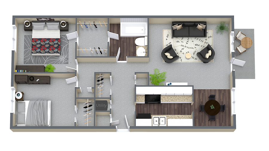 Floorplan - 2 Bedrooms image