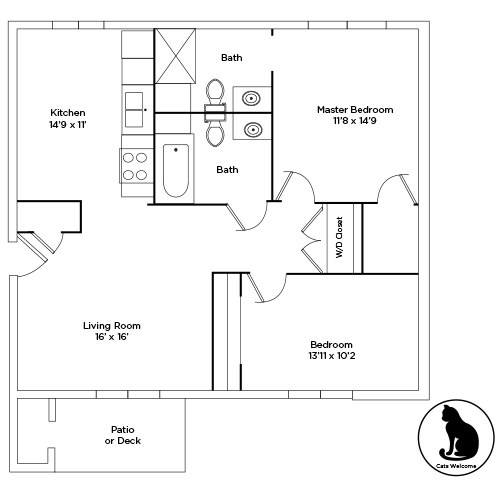 Highland Meadows - Floorplan - 2 Bed - 2 Bath