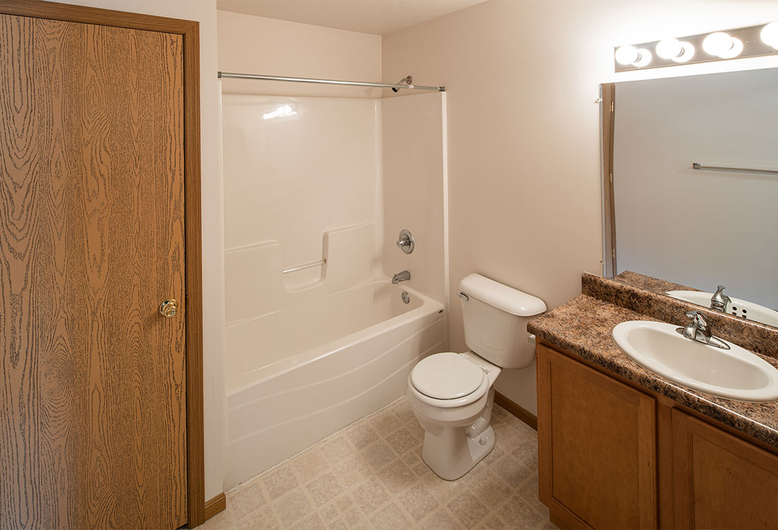 Shower and Tub Combination at Highland Meadows Apartments in Bellevue, NE