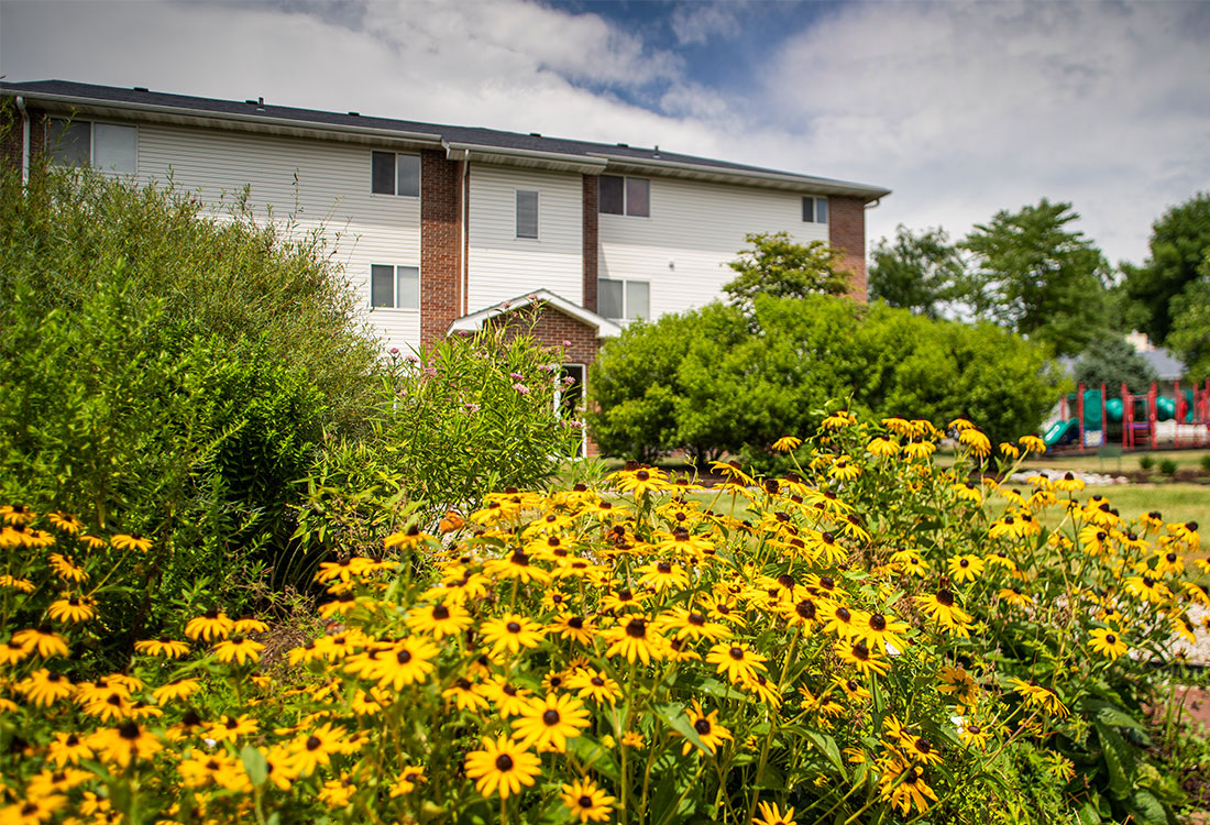 Beautiful Flowers and Greenery at Highland Meadows Apartments in Bellevue, NE