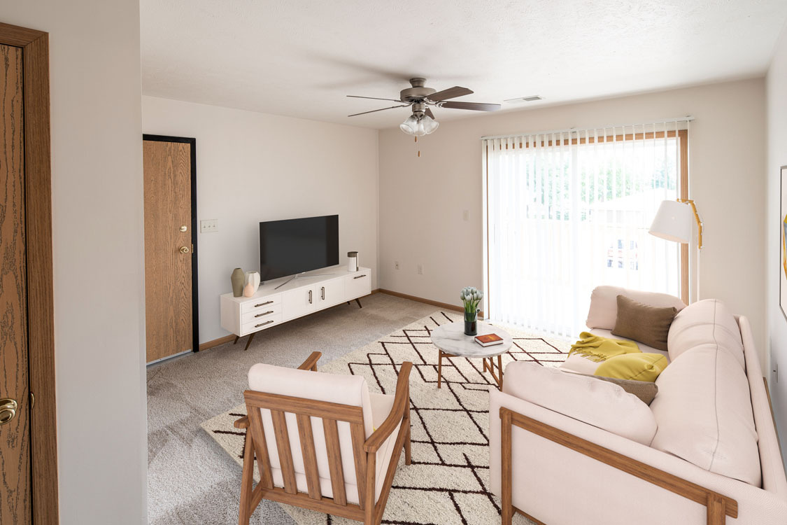 Spacious Living Rooms with Ample Natural Light at Highland Meadows Apartments