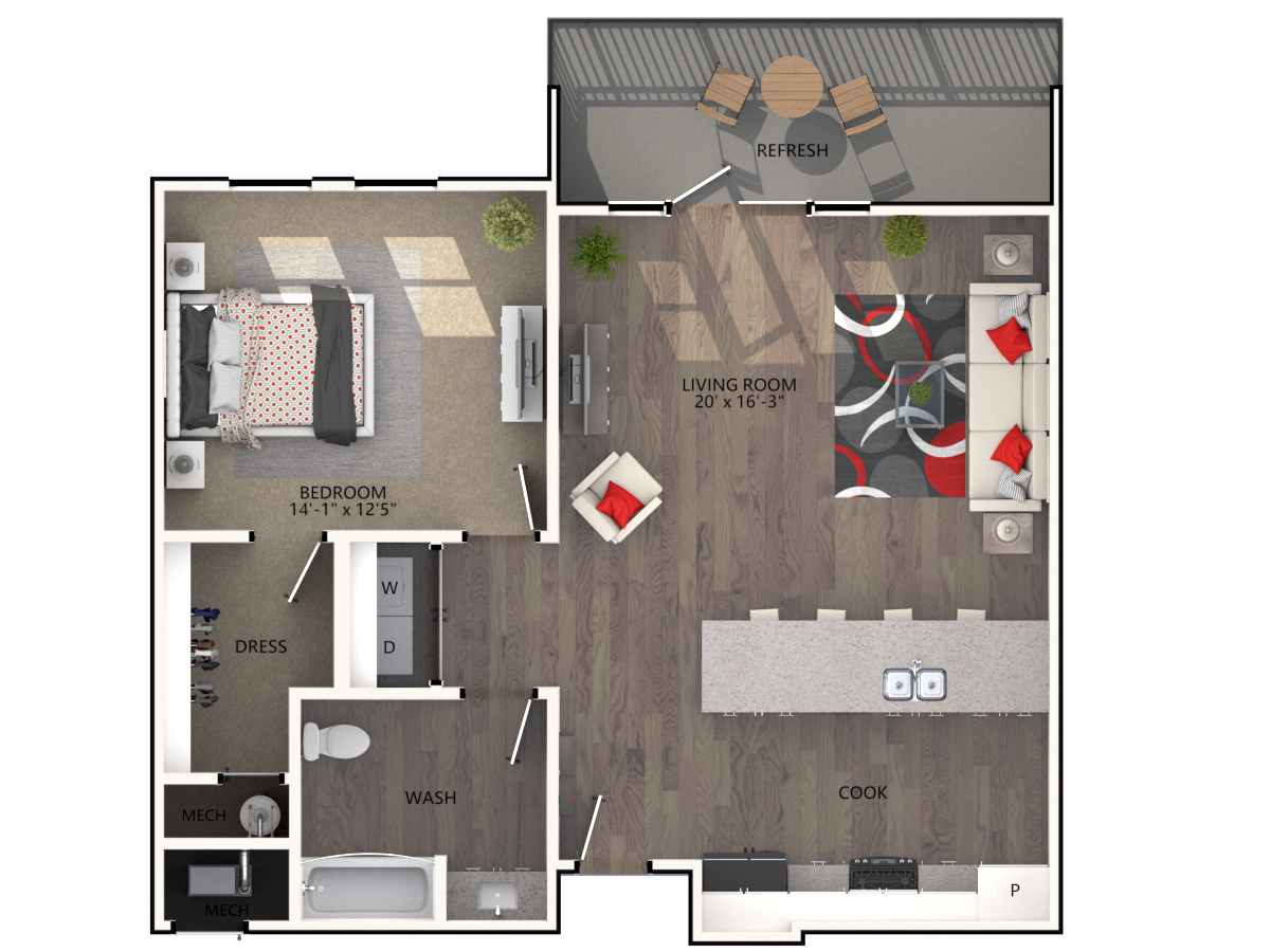 The Montana at Bowery Park Apartments - Floorplan - Pecan