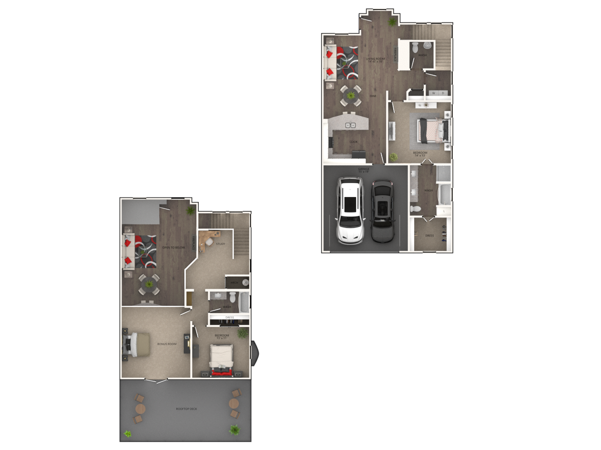 The Montana at Bowery Park Apartments - Floorplan - Travis- Townhome