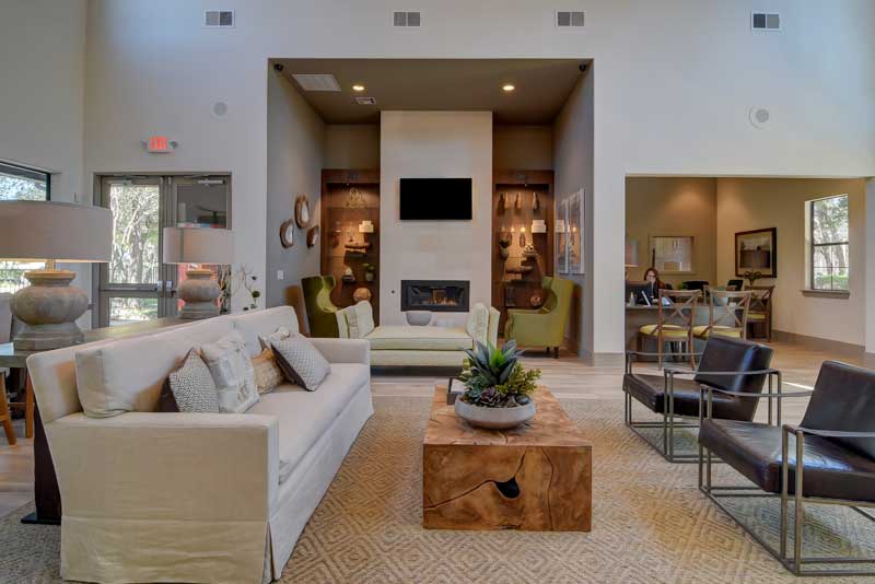 Clubhouse with Fireplace at Hilltop at Shavano Apartments in San Antonio, TX