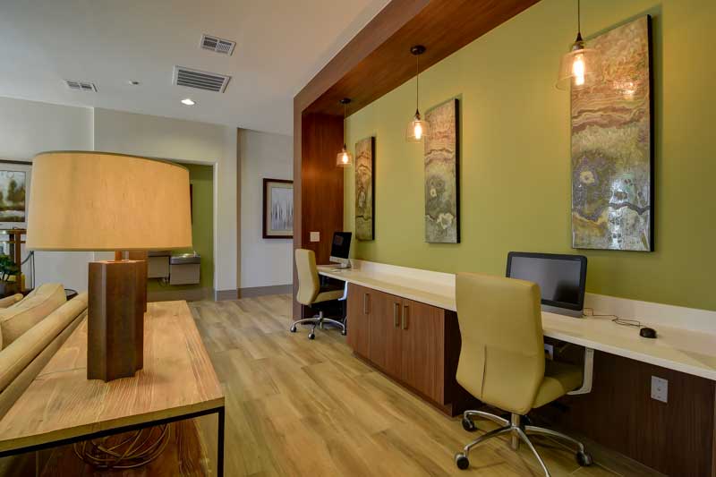 Business Center with iMacs at Hilltop at Shavano Apartments in San Antonio, TX