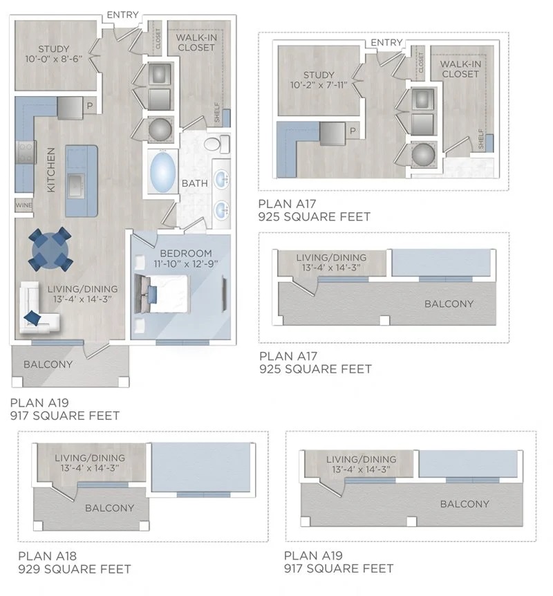 Floor plan layout for A17, A18 & A19