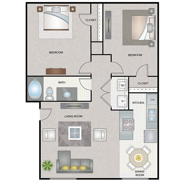 Hunters Point Apartments - Floorplan - 2 Bedroom
