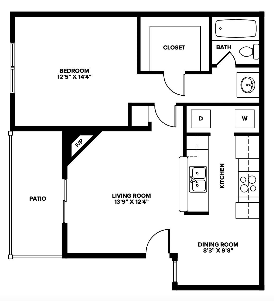 Indian Run Apartments - Floorplan - 1-1 B Renovated