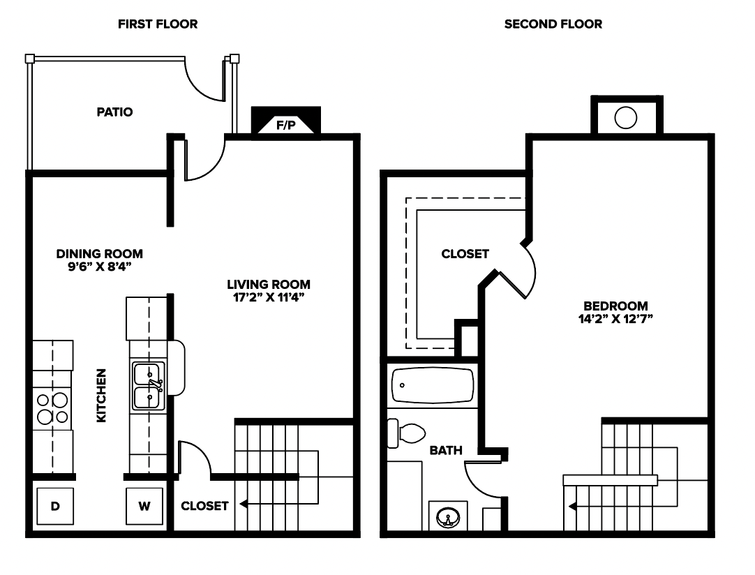Indian Run Apartments - Floorplan - 1-1 C Renovated - Townhome