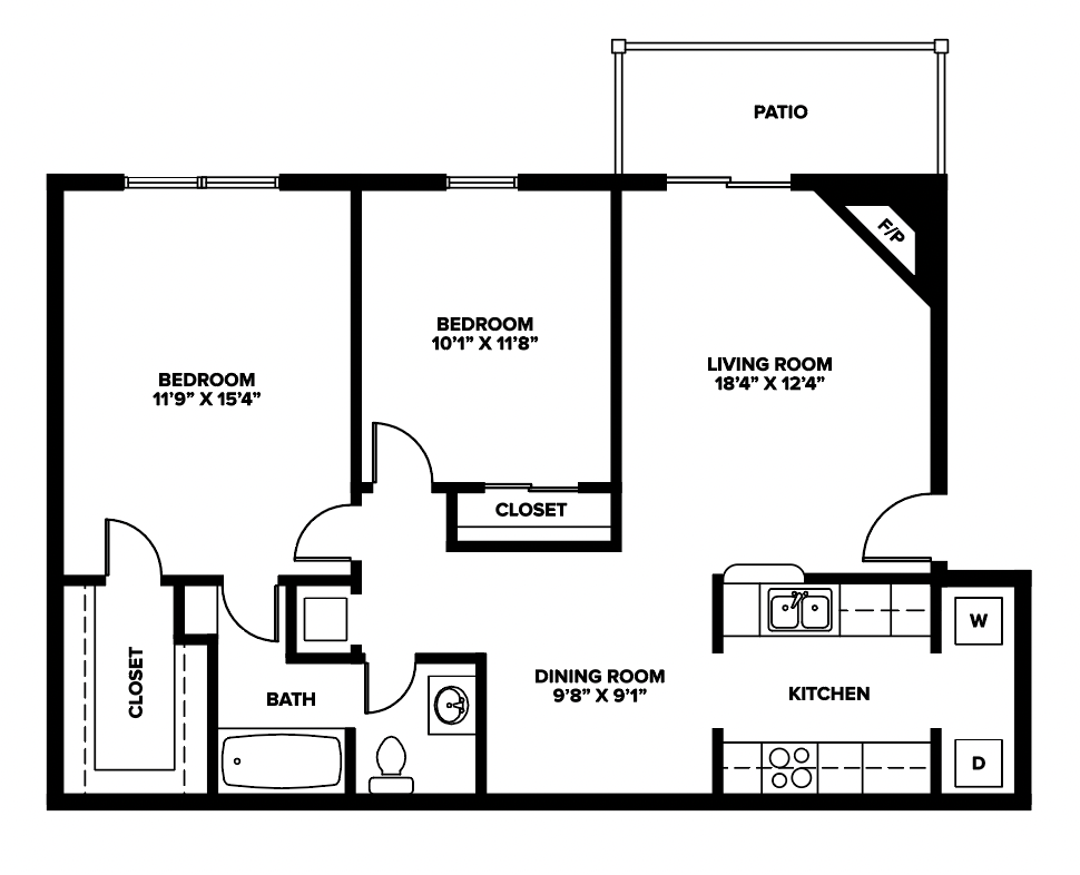 Indian Run Apartments - Floorplan - 2-1 A Renovated