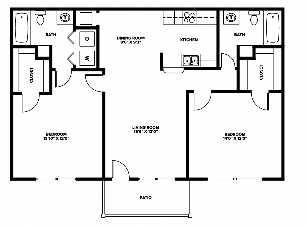 Indian Run Apartments - Floorplan - 2-2 B Renovated
