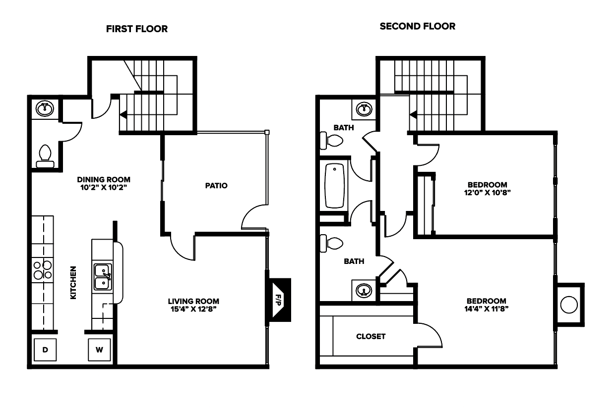 Indian Run Apartments - Floorplan - 2-2 C Renovated - Townhome