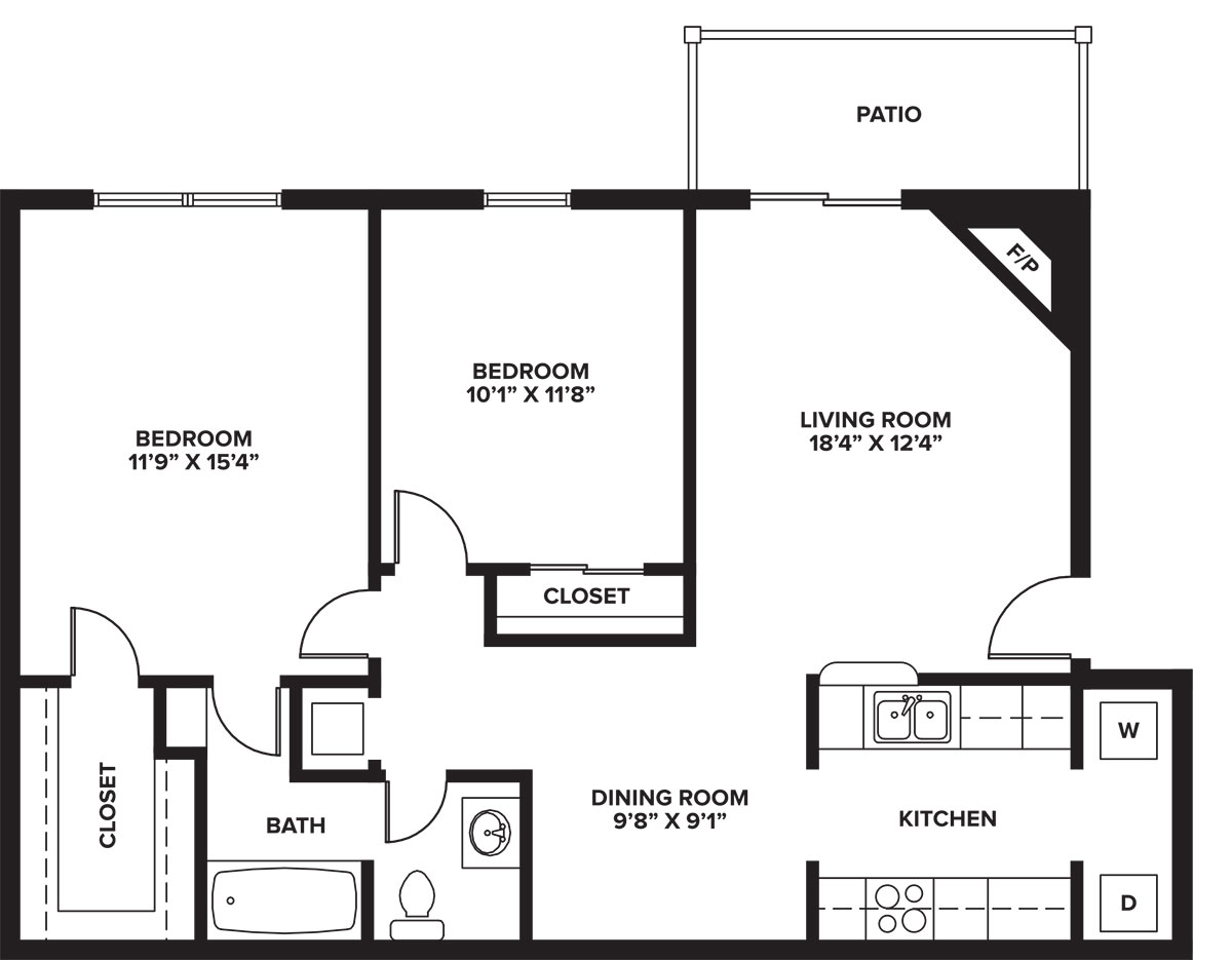 Indian Run Apartments - Floorplan - 2-1 A