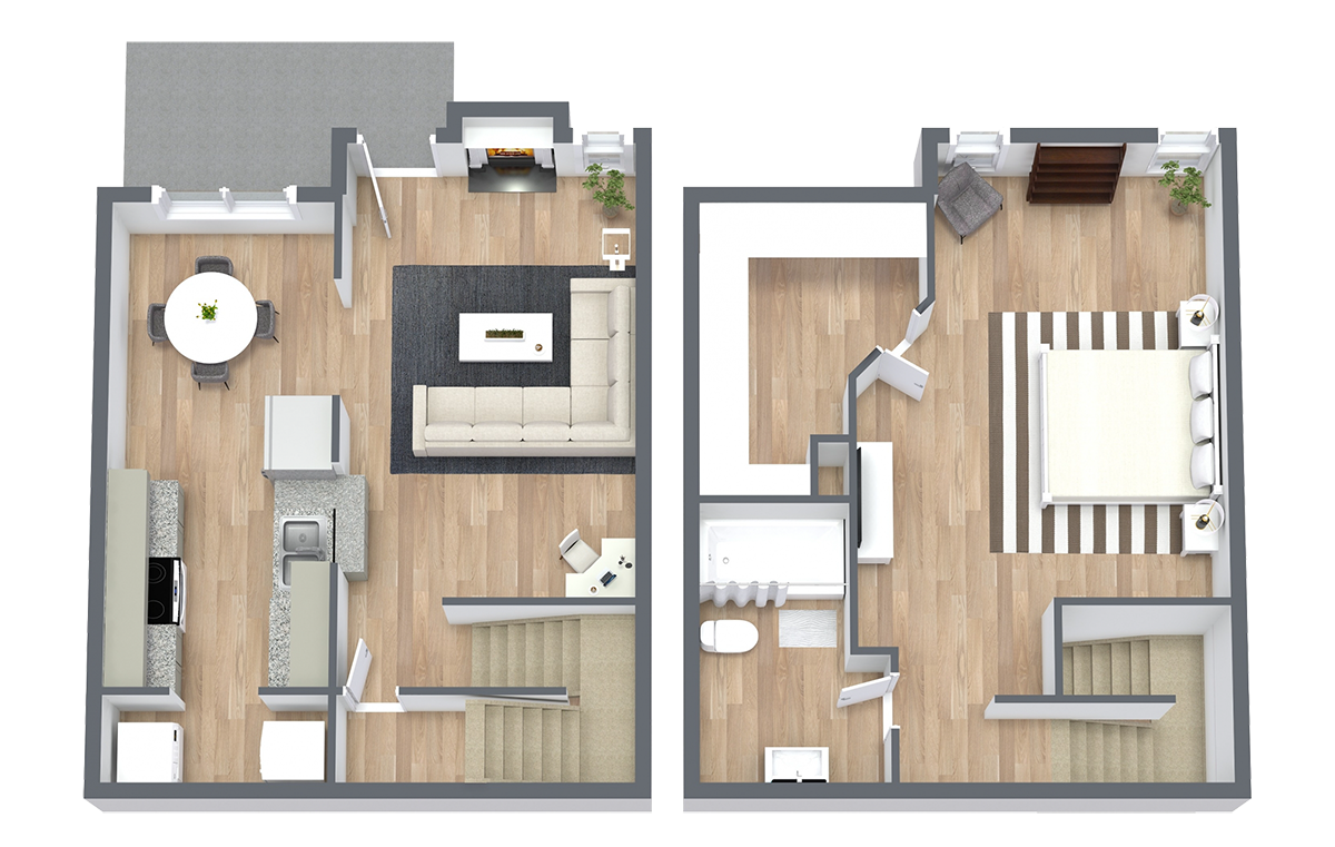 Indian Run Apartments - Floorplan - The Cedar | Townhome | Renovated