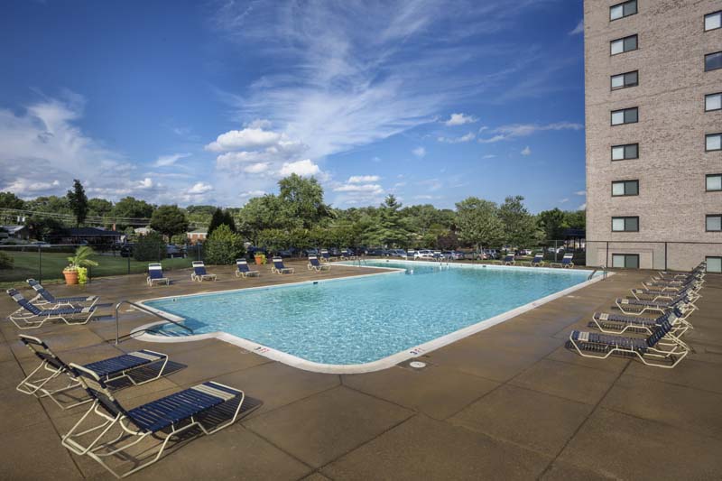 Relaxing swimming pool at Iverson Towers & Anton House Apartments in Temple Hills, MD