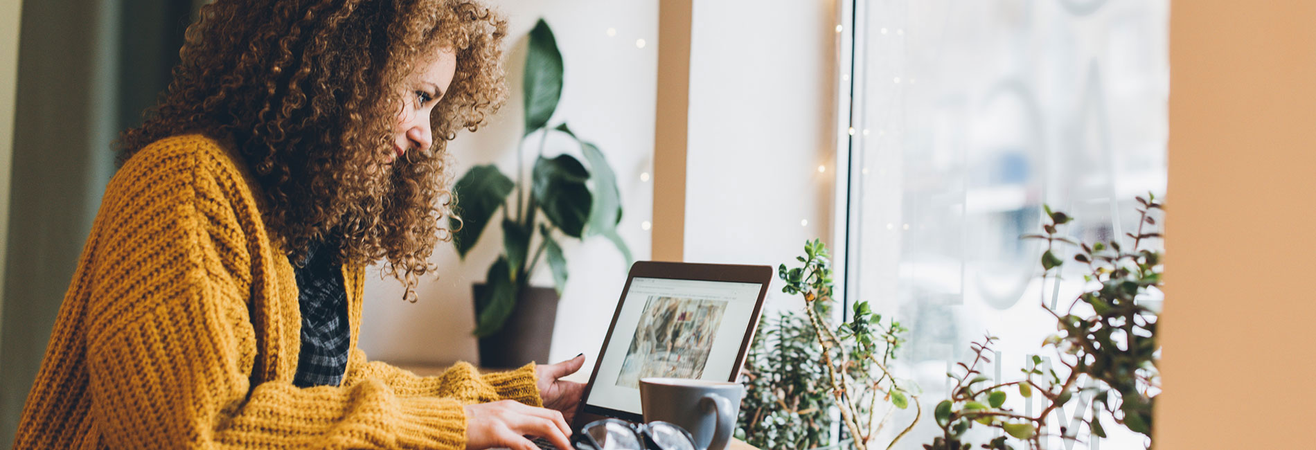 A woman working on her Laptop