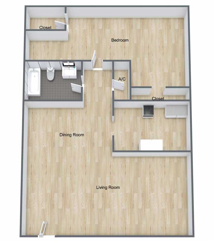 Jade Forest Apartments - Floorplan - 1 Bed