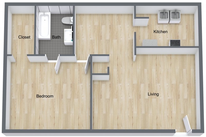 Jade Forest Apartments - Floorplan - 1 Bed