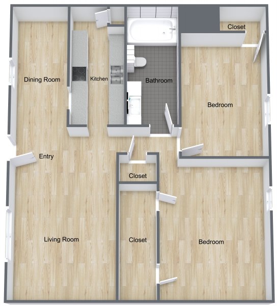 Jade Forest Apartments - Floorplan - 2 Beds