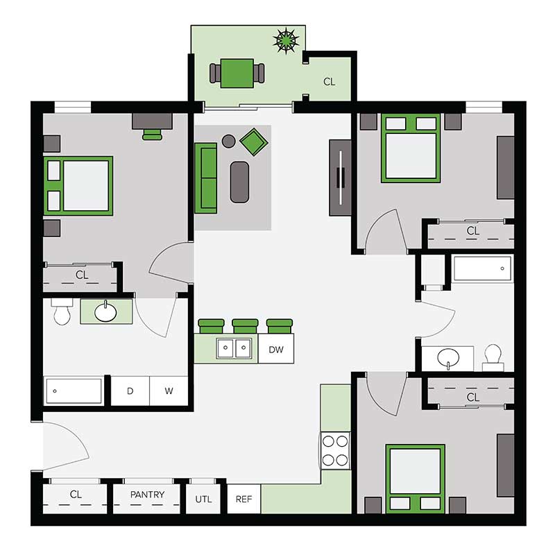 Informative Picture of Three Bed/One Bath | 60% AMI