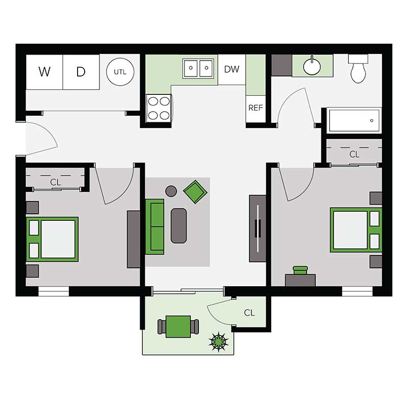 Informative Picture of Two Bed/One Bath | 60% AMI