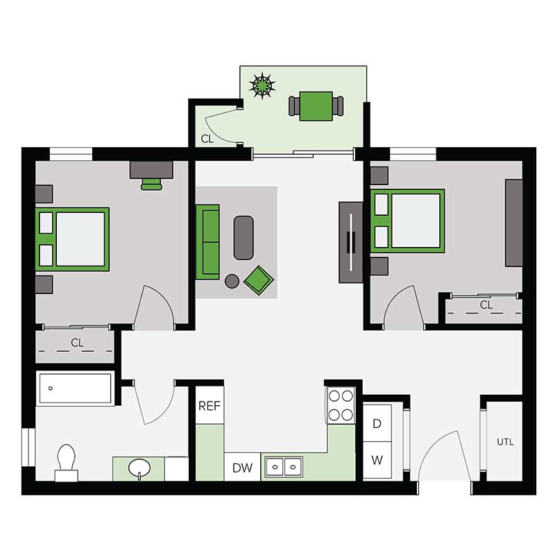 Informative Picture of Two Bed/One Bath | 50% AMI