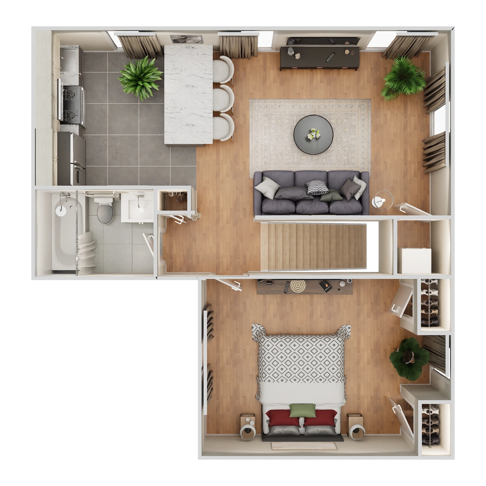 Floor plan layout for 1 Bed