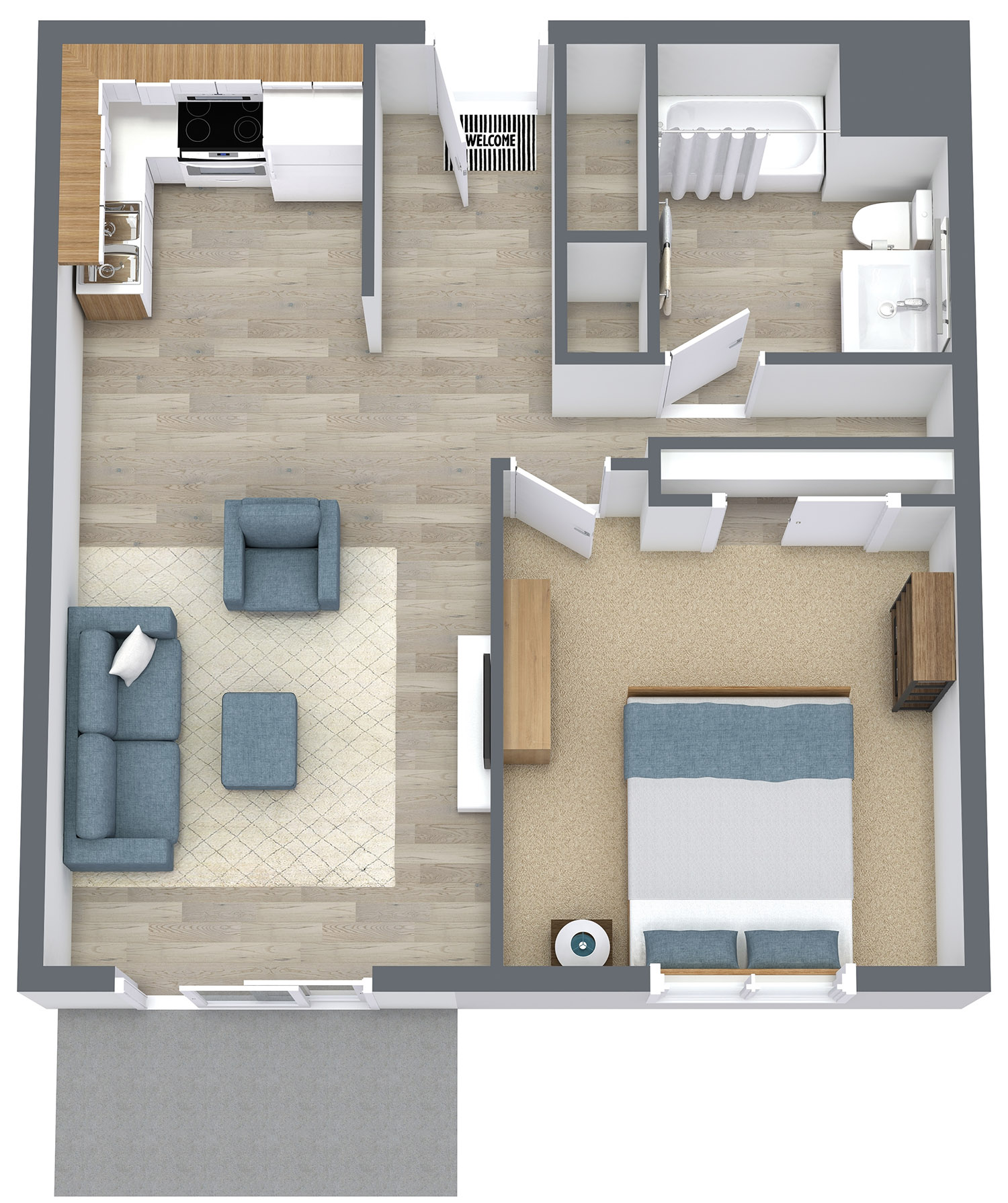 Lakeview Apartments - One Bed/One Bath Standard Floor Plan