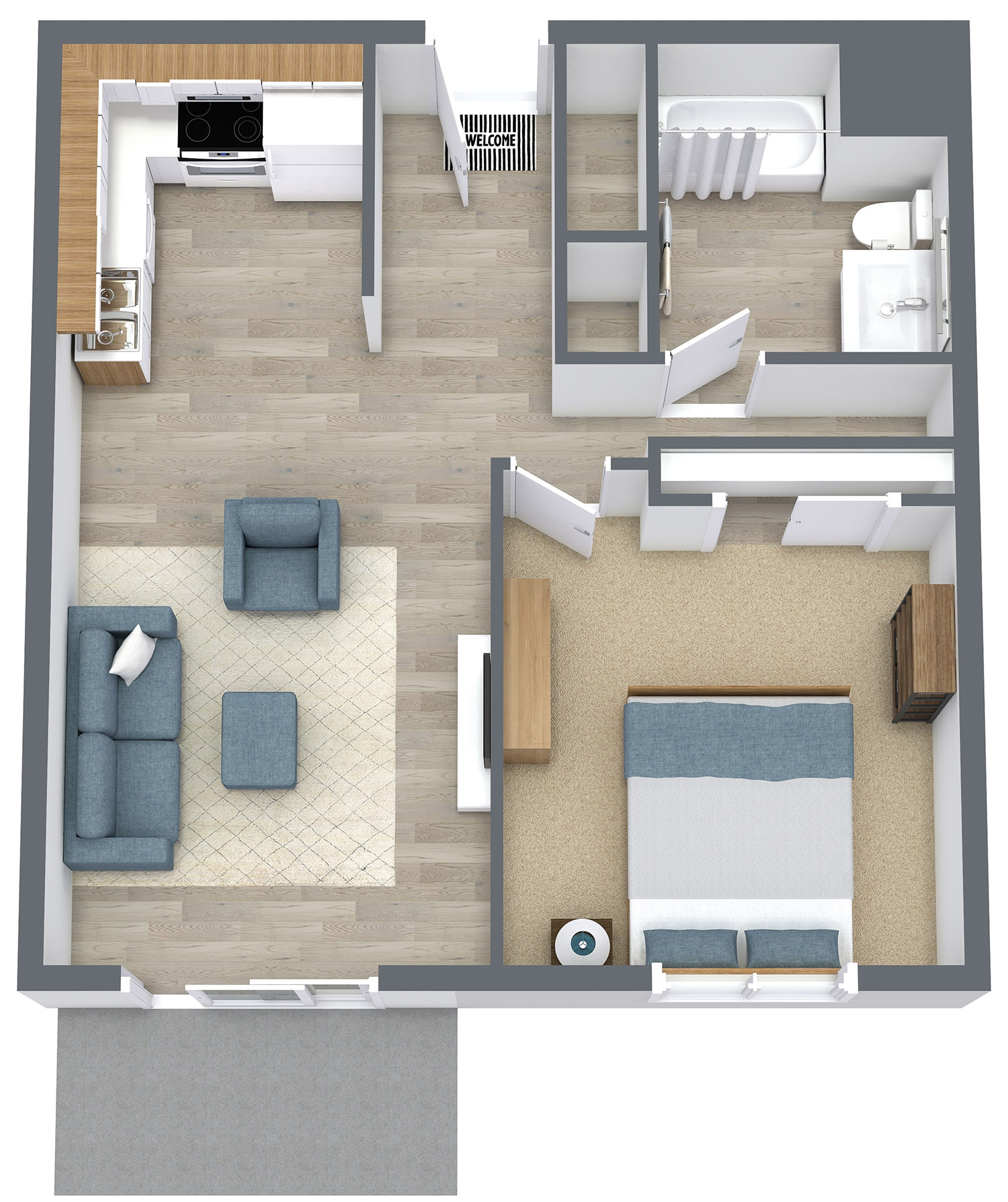 Lakeview Apartments - One Bed/One Bath - Extra Large Floor Plan