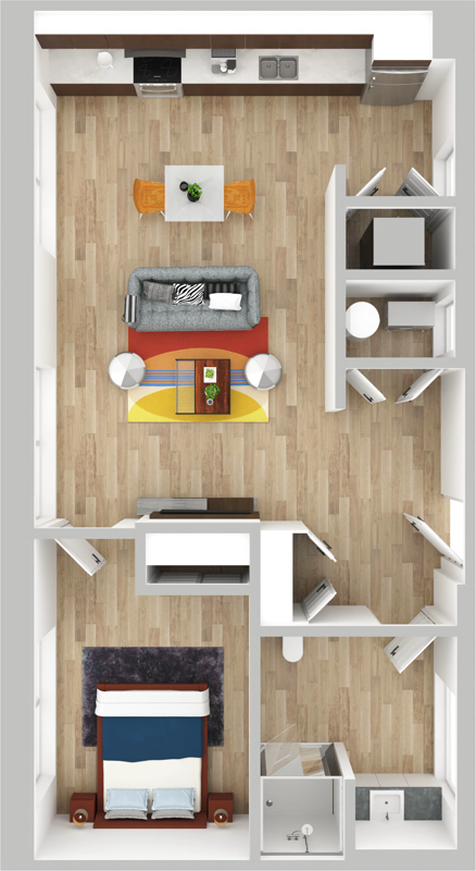 Floor plan layout for One Bedroom - 30% AMI