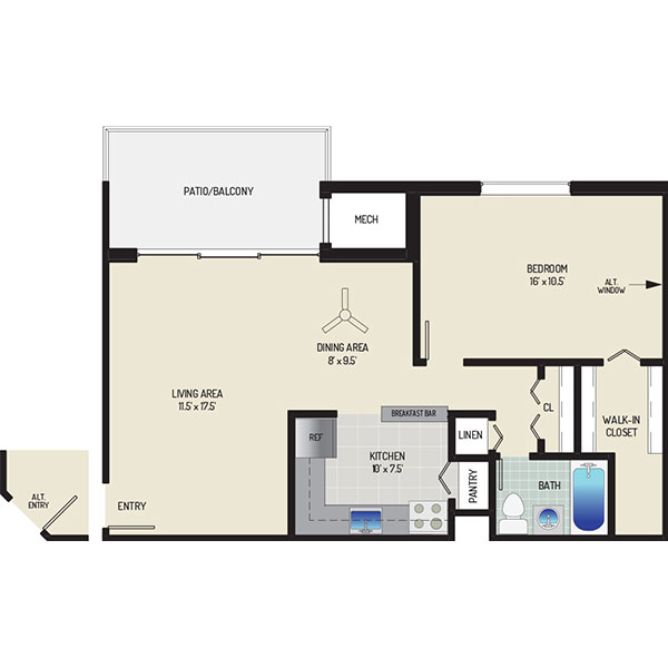 Lansdowne Village Apartments - Floorplan - 1 Bedroom + 1 Bath