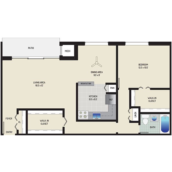 Lansdowne Village Apartments - Floorplan - 1 Bedroom + 1 Bath