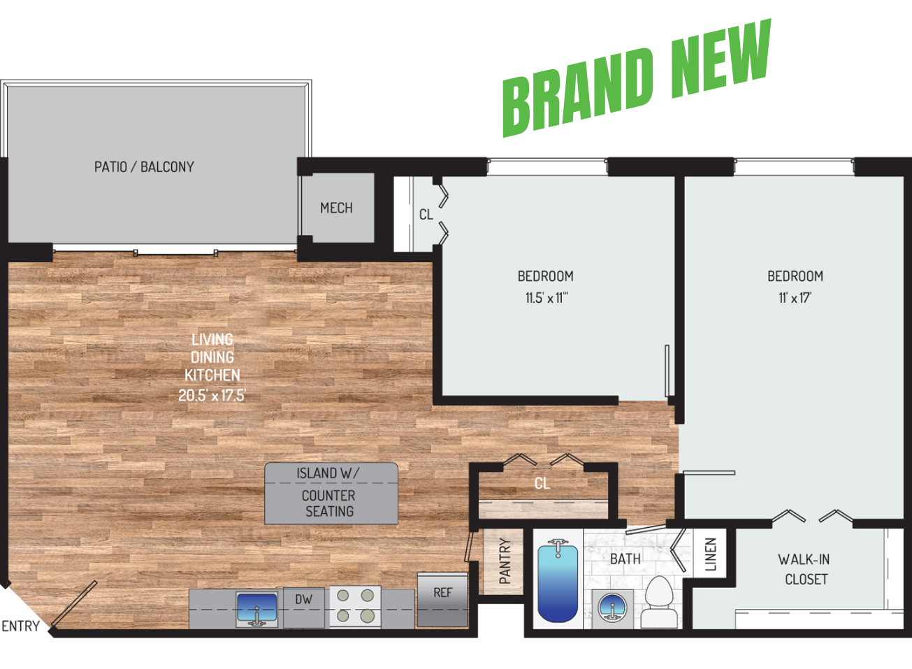 Informative Picture of 2BR + 1BA Renovated Open Concept