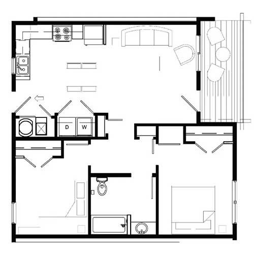 Floor plan layout for Two Bed/Two Bath | 60%