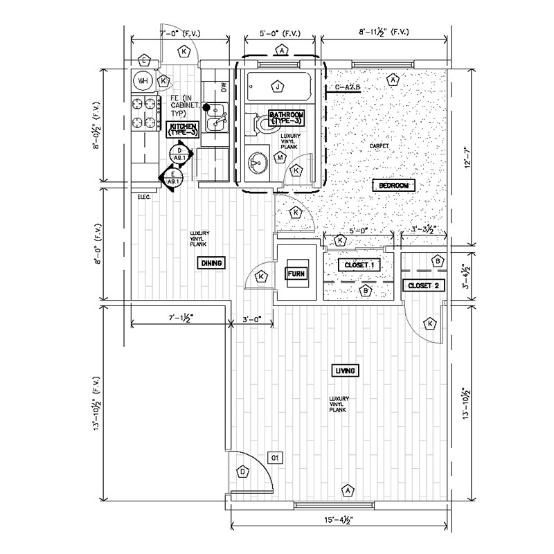 Laurel Flats - Floorplan - 1 Bed - Affordable
