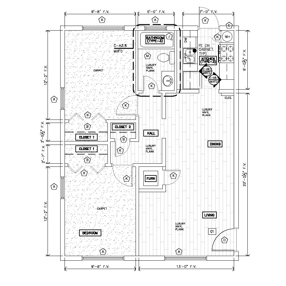 Floorplan - 2 Beds - Affordable image