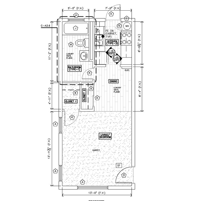 Laurel Flats - Floorplan - Studio - Affordable