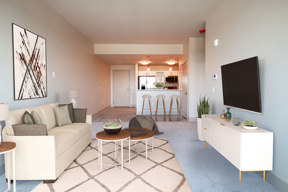 Living Room Contemporary Interior at Legacy Flats