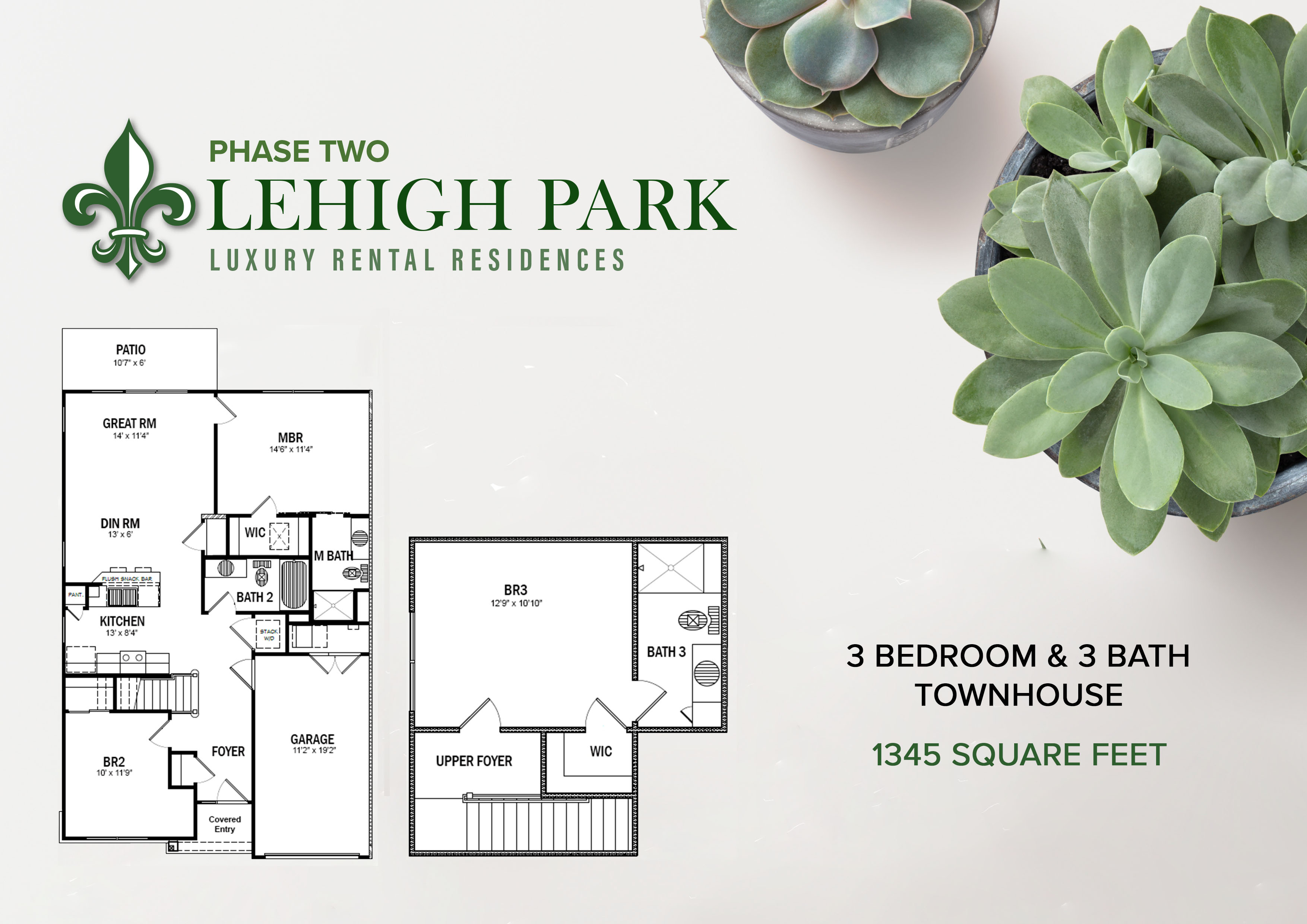 Lehigh Park Luxury Apartments - Floorplan - (Phase Two) 3 Bedroom & 3 Bath Apartment Home