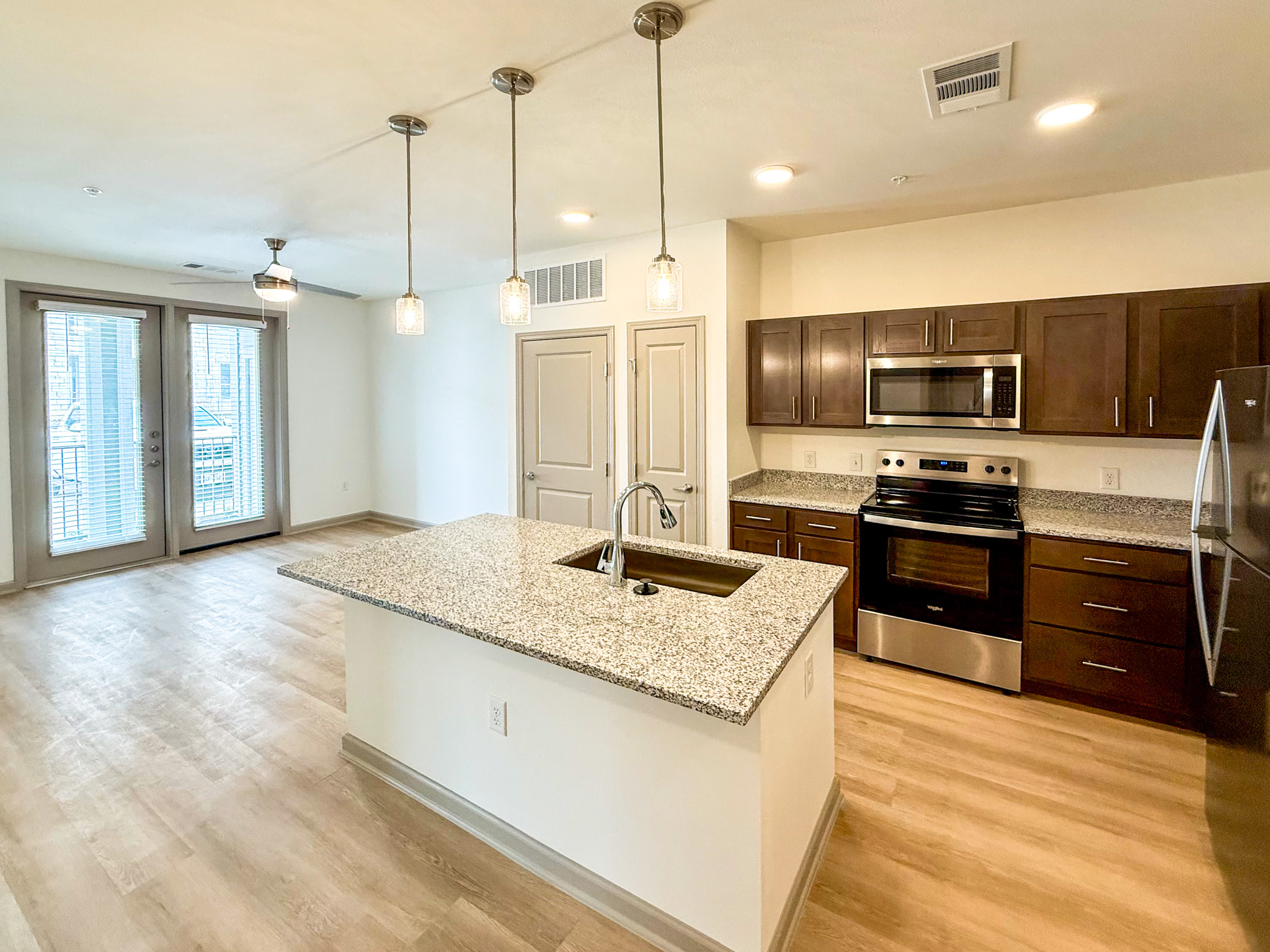 Leon Creek Flats Kitchen into Living Room