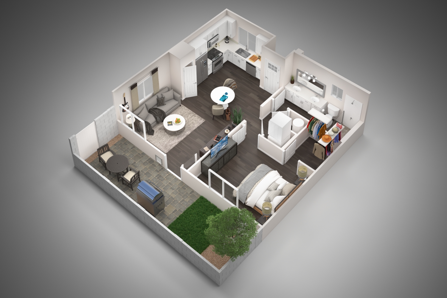 Floor plan layout for 1BR