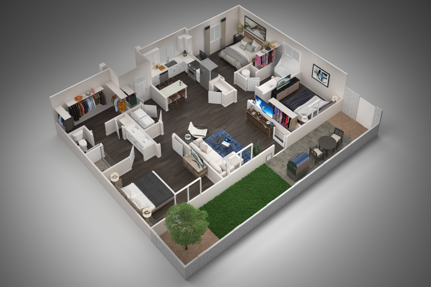 Floor plan layout for 3BR