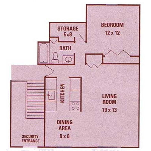 Little Creek Apartments - Floorplan - 1 Bedroom (1st Floor)