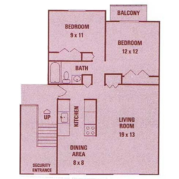 Little Creek Apartments - Floorplan - 2 Bedrooms (2nd Floor)