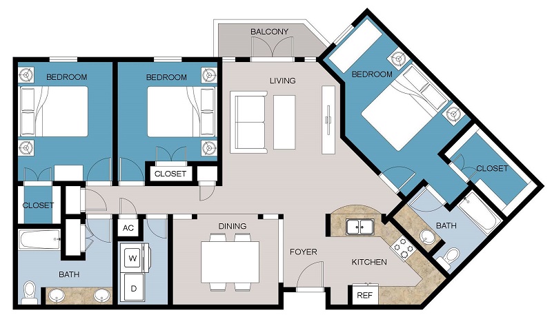 Floor plan layout for J